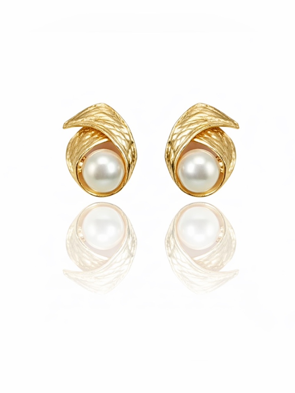 Gold-Tone Pearl Stud Earrings